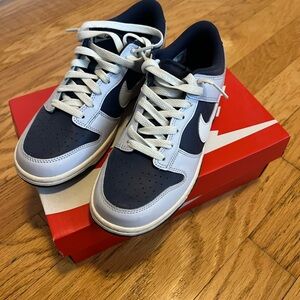 Nike blue and White dunks- low- boys